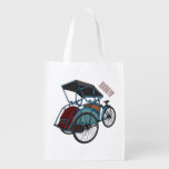 Cycle rickshaw cartoon illustration grocery bag