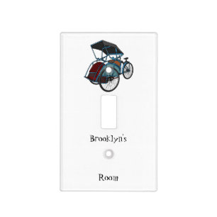 Cycle rickshaw cartoon illustration light switch cover