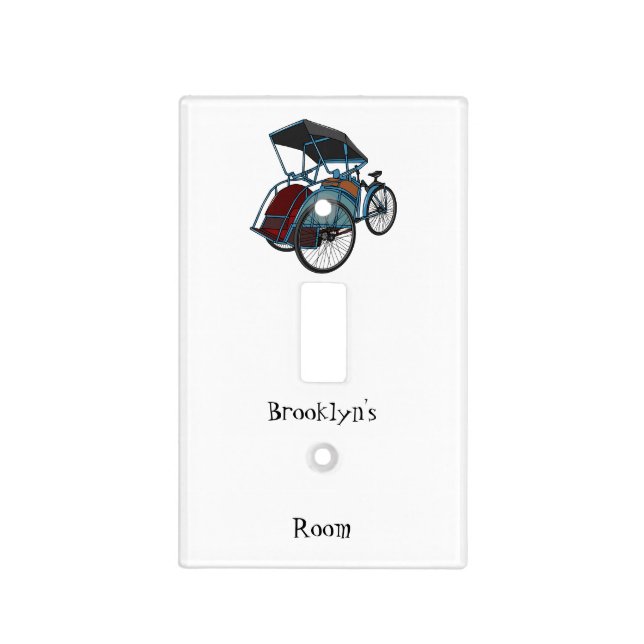 Cycle rickshaw cartoon illustration light switch cover (Front)