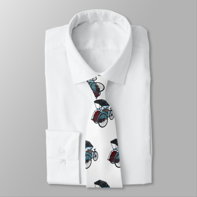 Cycle rickshaw cartoon illustration neck tie (Tied)