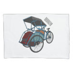 Cycle rickshaw cartoon illustration pillow case