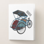 Cycle rickshaw cartoon illustration pocket folder
