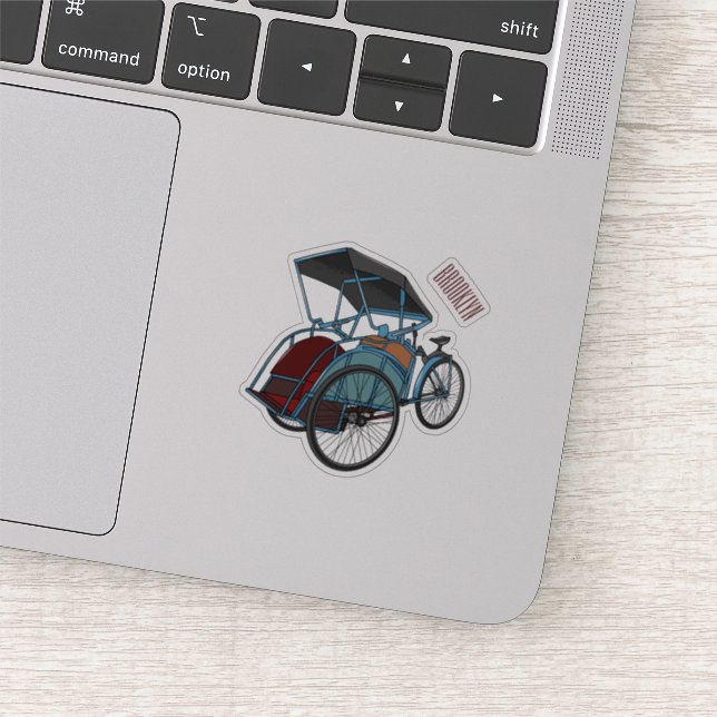 Cycle rickshaw cartoon illustration sticker (Detail)