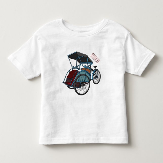 Cycle rickshaw cartoon illustration toddler t-shirt (Front)