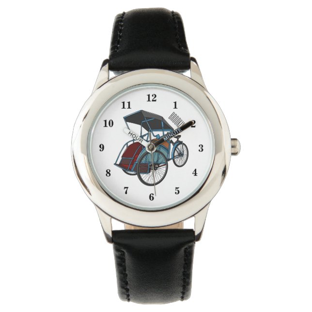Cycle rickshaw cartoon illustration watch (Front)