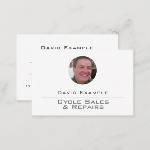 Cycle Sales  Repairs with Photo of Holder Business Card