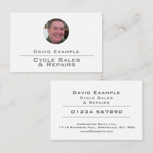 Cycle Sales & Repairs with Photo of Holder Business Card (Front/Back)