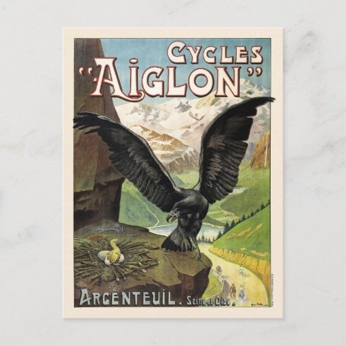 Cycles Aiglon Vintage Advertising Poster France Postcard