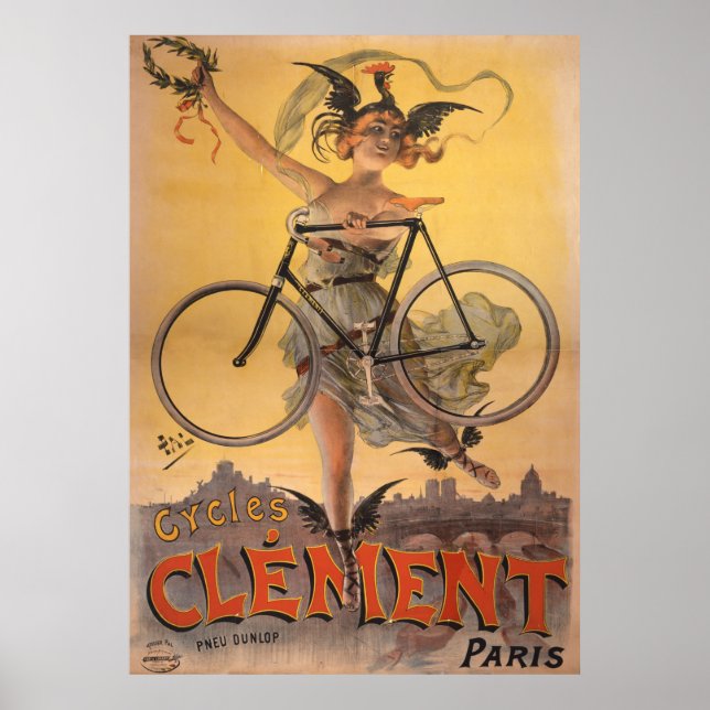 Cycles Clement Paris vintage bicycle poster (Front)