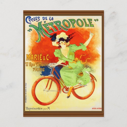 Cycles de la Metropole Vintage French Bicycle  Postcard