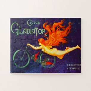 Cycles Gladiator Vintage French Cycling Ad Poster Jigsaw Puzzle