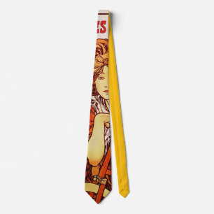 Cycles Perfecta by Alphonse Mucha Neck Tie