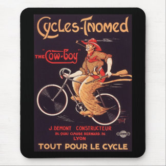 Cycles Tnomed "The Cowboy" Vintage French Bike Ad Mouse Pad