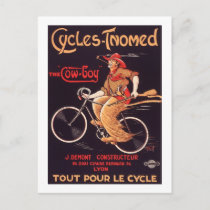 Cycles Tnomed "The Cowboy" Vintage French Bike Ad Postcard
