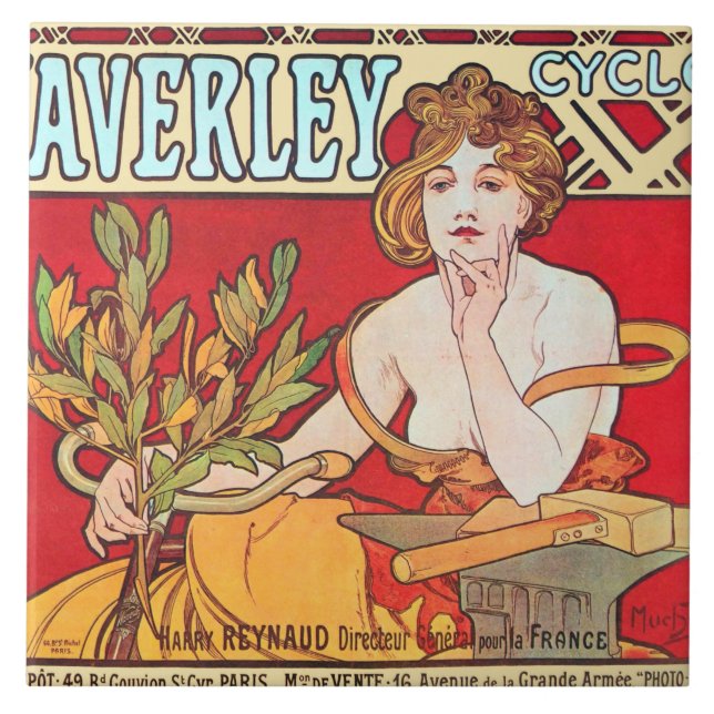 Cycles Waverley, Mucha Ceramic Tile (Front)