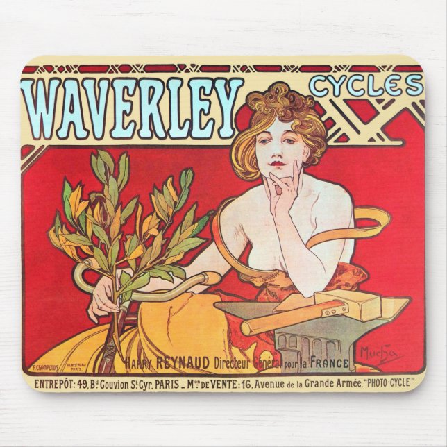 Cycles Waverley, Mucha Mouse Pad (Front)