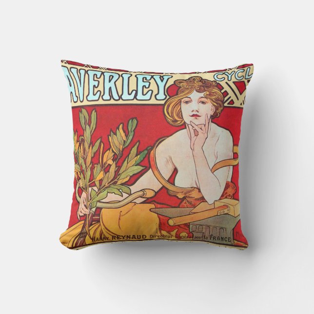 Cycles Waverley, Mucha Throw Pillow (Front)