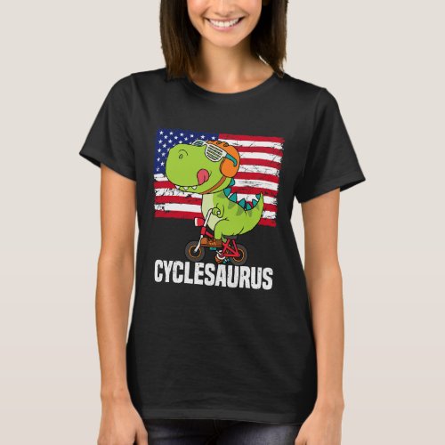 Cyclesaurus TRex Riding A Bike Dinosaur Bicycle Ri T_Shirt