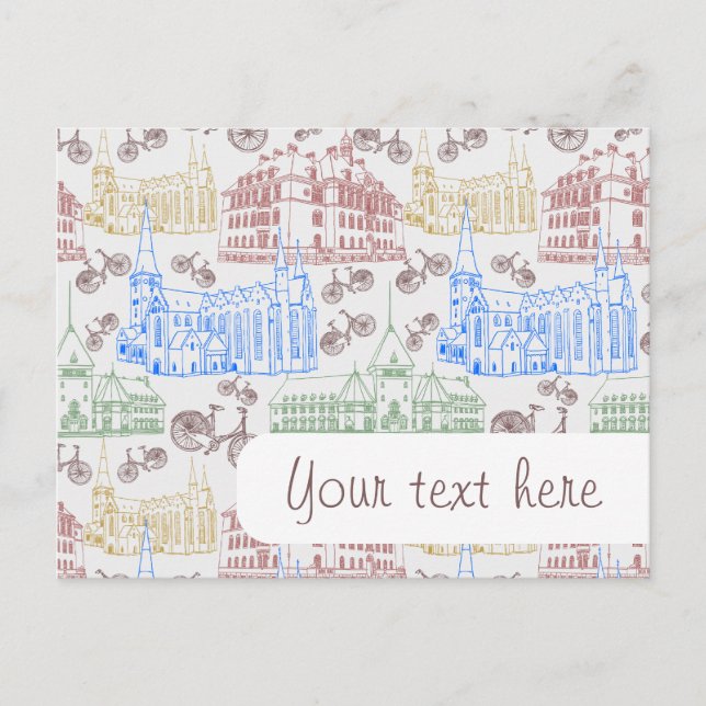 Cycling Aarhus, patterned Postcard (Front)