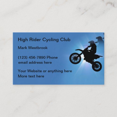 Cycling And Off Road Motorcycle Club Business Card