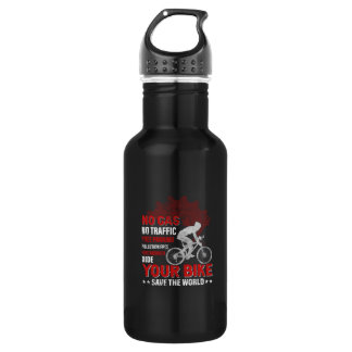 Cycling Art No Gas No Traffic Stainless Steel Water Bottle