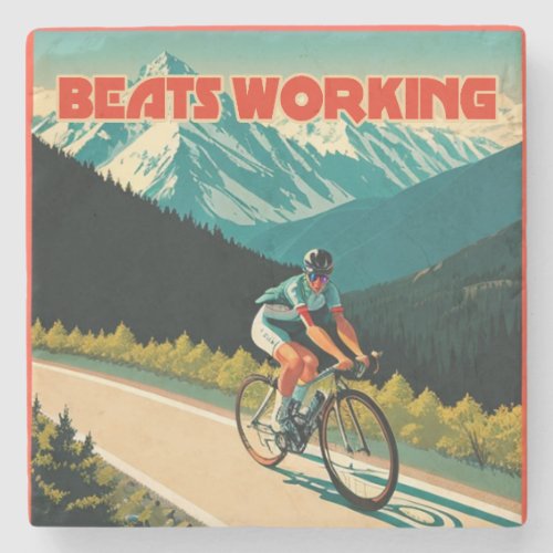 Cycling Beats Working Stone Coaster
