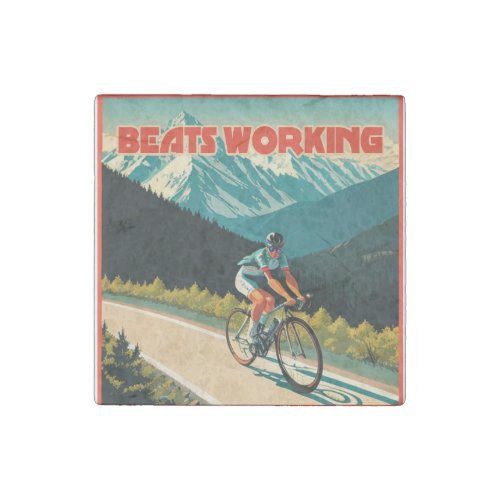 Cycling Beats Working Stone Magnet