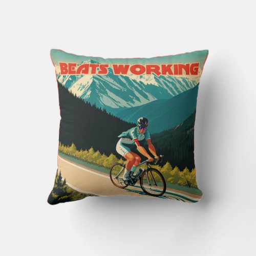 Cycling Beats Working Throw Pillow