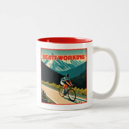 Cycling Beats Working Two_Tone Coffee Mug