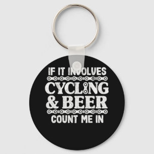 Cycling Beer Drinking Biking Funny Cyclist Gift Qu Keychain