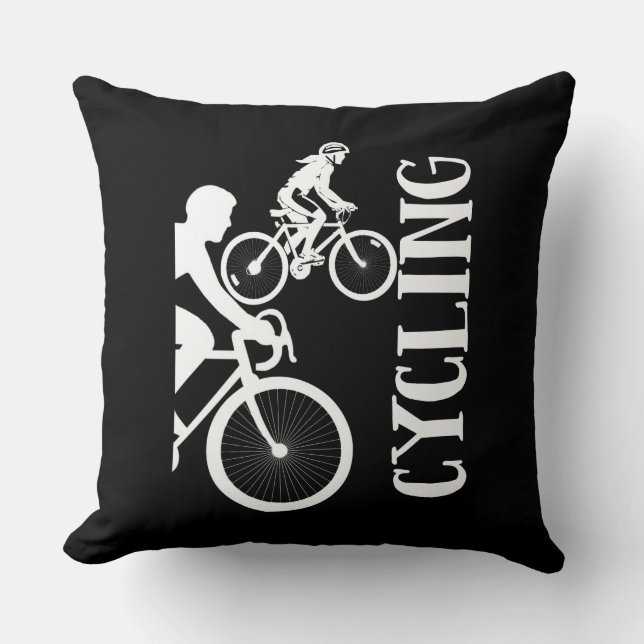 Cycling Bicycle Bike Riders Throw Pillow (Front)