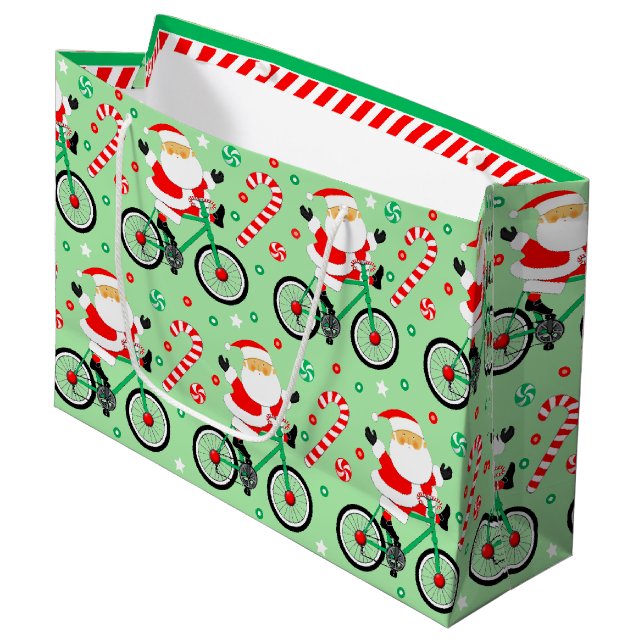 Cycling Bicycle Holiday Large Gift Bag (Front Angled)