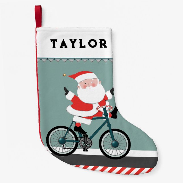 Cycling Bicycle Small Christmas Stocking (Front)