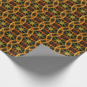 Cycling bicycle wheel orange black pattern wrapping paper