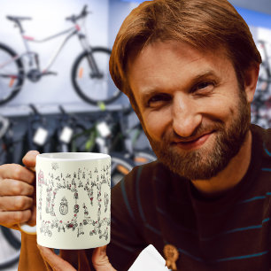 Cycling Bicycles around London Line Art Coffee Mug