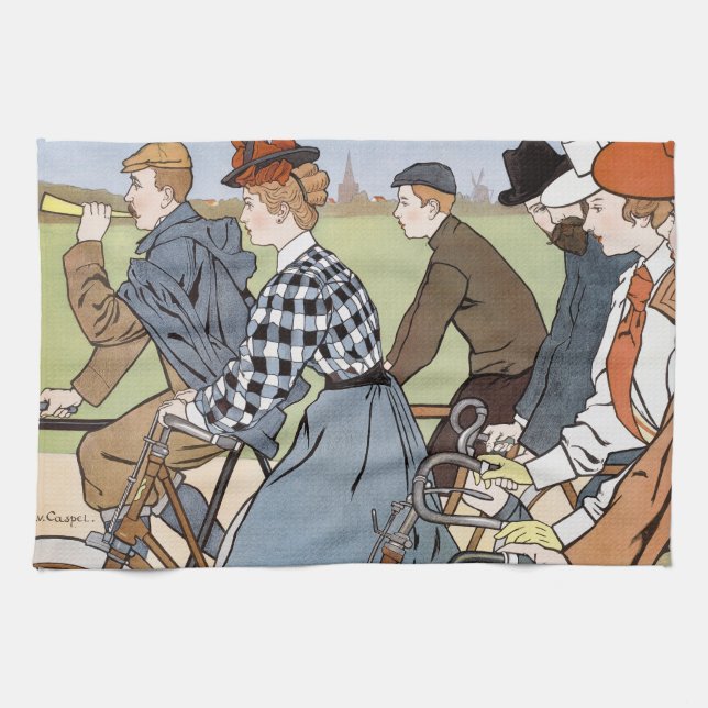 Cycling, Bicycles, Van Caspel Kitchen Towel (Horizontal)