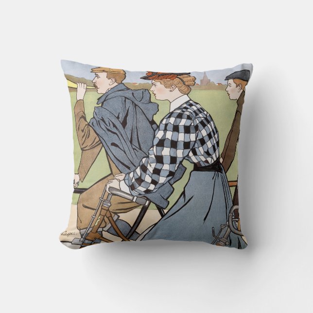 Cycling, Bicycles, Van Caspel Throw Pillow (Front)