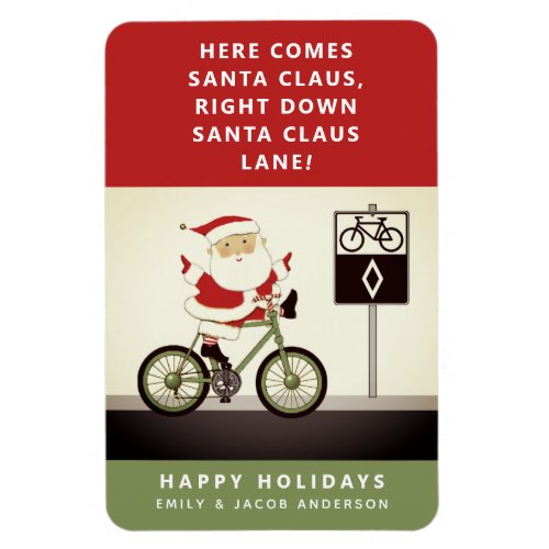 Cycling Biking Holiday Christmas Card Magnet