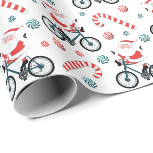 Cycling Biking Holiday Christmas Wrapping Paper