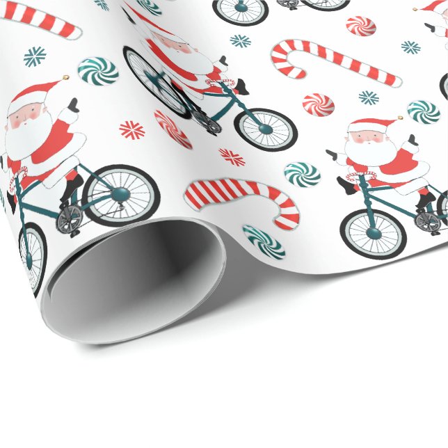 Cycling Biking Holiday Christmas Wrapping Paper (Roll Corner)