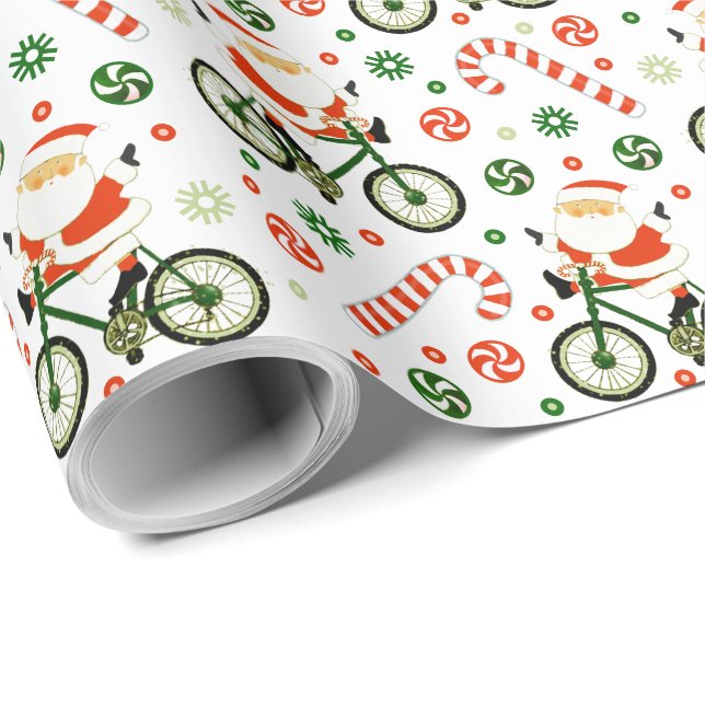 Cycling Biking Holiday Christmas Wrapping Paper (Roll Corner)