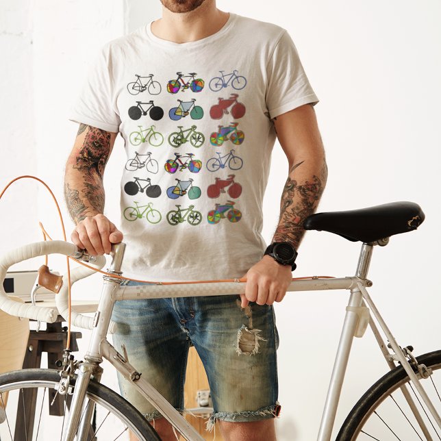 Cycling :) Biking I Color Grouped Bikes T-Shirt (Creator Uploaded)