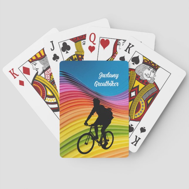 Cycling / Biking with Biker Silhouette personalize Poker Cards (Back)