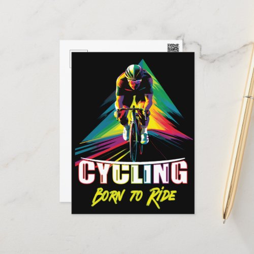 Cycling Born to Ride Postcard