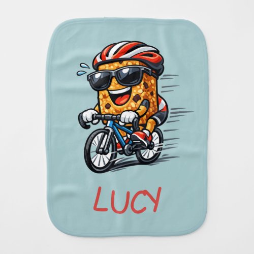 Cycling Breakfast Bar Baby Burp Cloth