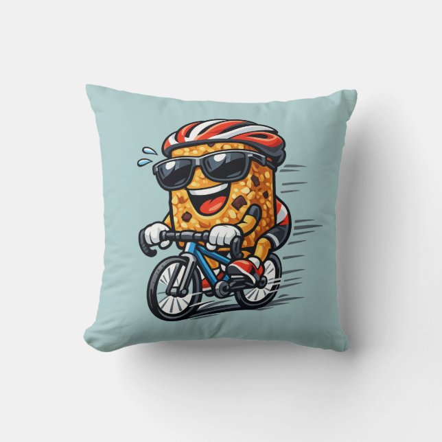 Cycling Breakfast Bar Throw Pillow (Front)