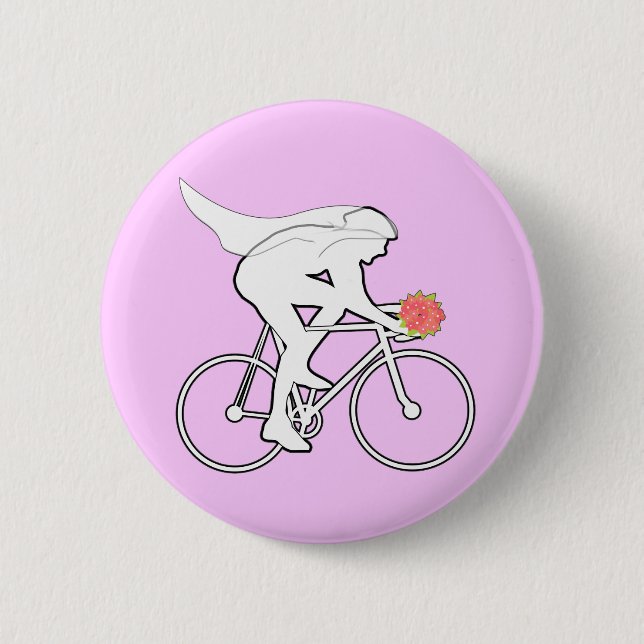 Cycling Bride Pinback Button (Front)
