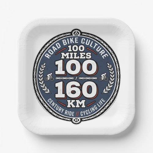 Cycling Century Ride 100 Miles 160 KM Paper Plates
