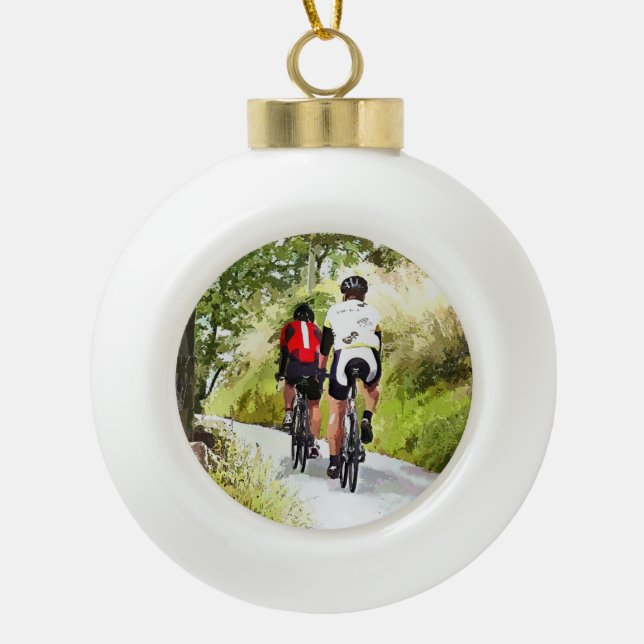 CYCLING CERAMIC BALL CHRISTMAS ORNAMENT (Front)