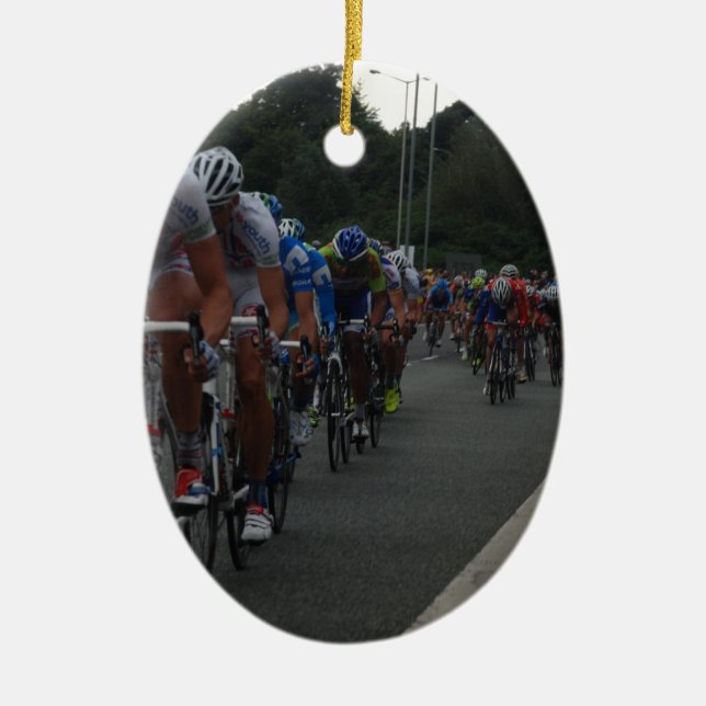 Cycling Ceramic Ornament (Front)
